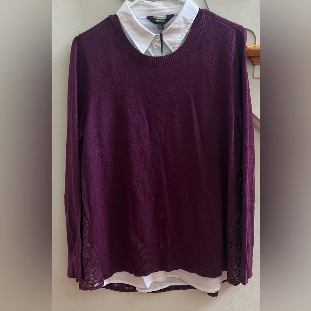 Petite Simply Vera Vera Wang Mock Layer Lace Top
